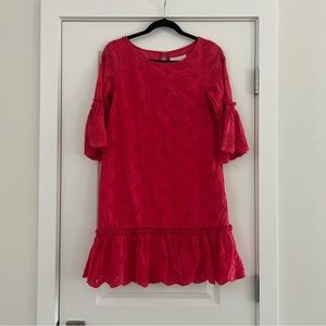 Coral Anthropologie Eyelet Dress